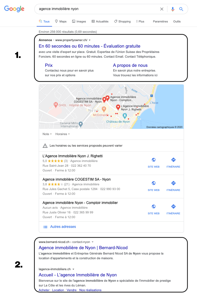 Ou sont le SEA et le SEO dans les SERP